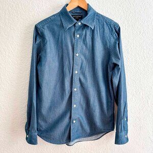 Men's Banana Republic Cotton Long-Sleeve Button Up Shirt Blue Gilmore Dot Size S